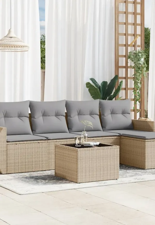 Trendig soffgrupp i beiget från vidaXL.