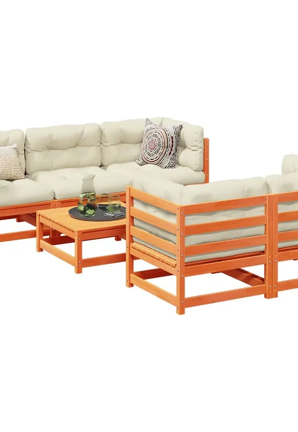 Elegant brun soffgrupp i bomull från vidaXL.