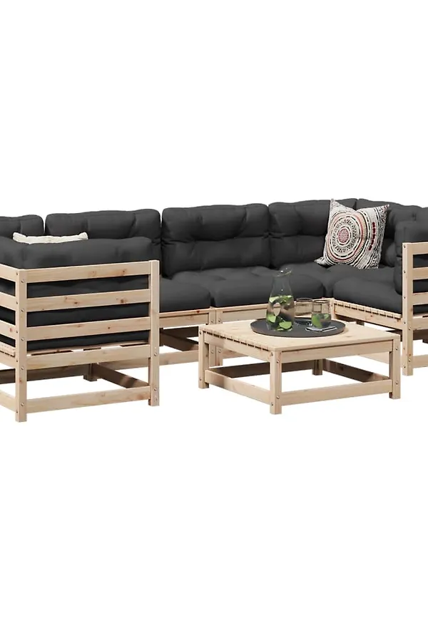 Smickrande vidaxl soffgrupp i brun färg gjord i bomull.