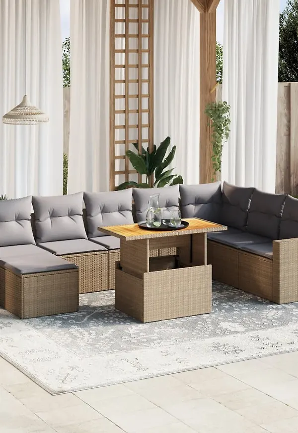 Beige vidaXL-trädgårdsbord i fantastiskt snygg modell.