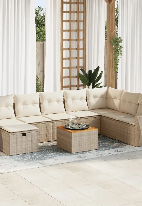 Beige soffgrupp som passar perfekt till sommaren 2025!