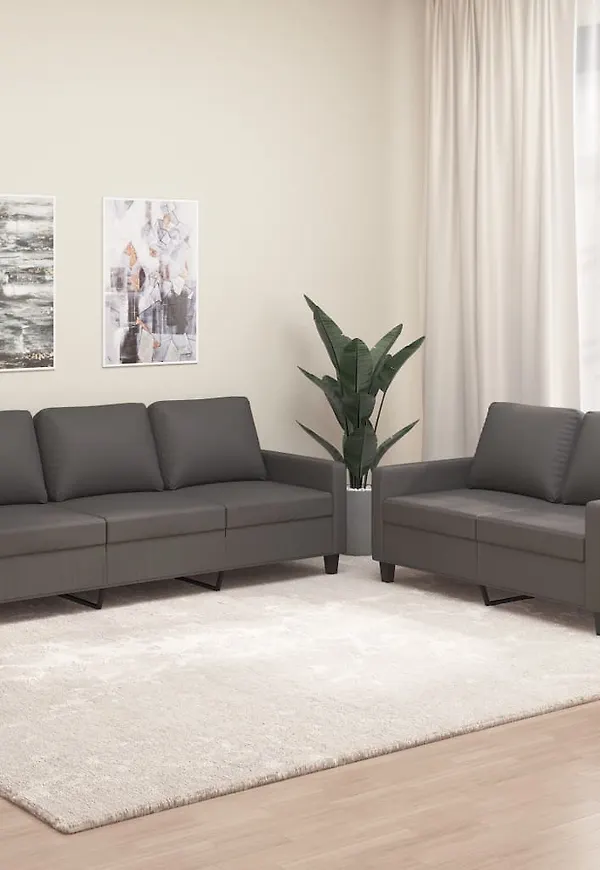 Mysig vidaxl soffa i grå färg gjord i bomull.