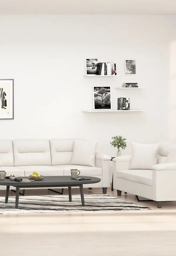 Beige vidaXL-bomullssoffa i elegant modell.