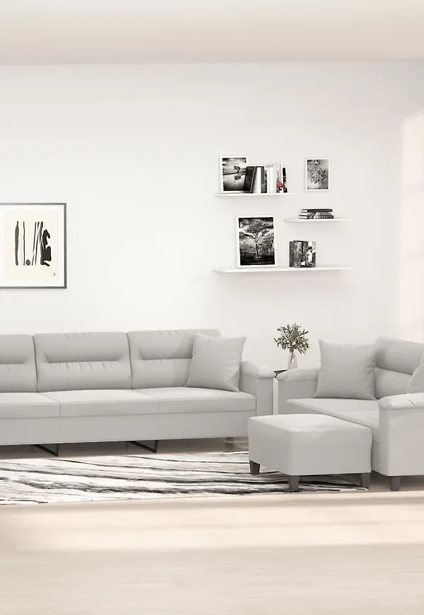 Vacker grå soffa i bomull från vidaXL.