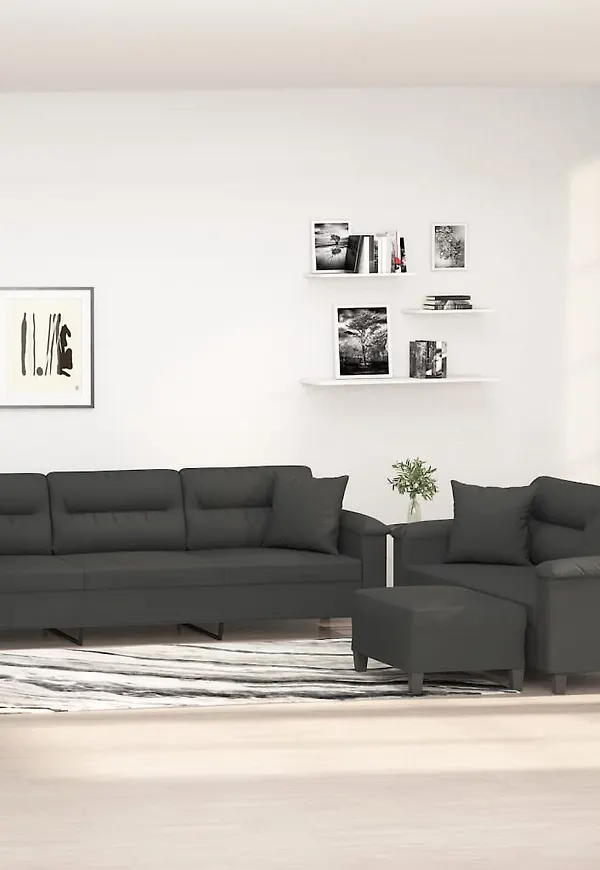 Moderiktig vidaxl soffa i grå färg gjord i bomull.