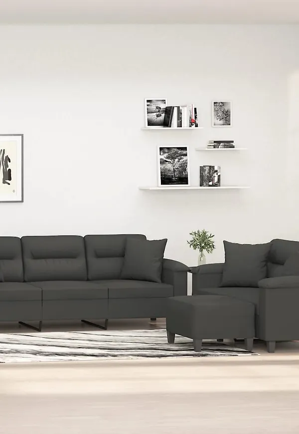 Klassisk vidaxl soffa i grå färg gjord i bomull.