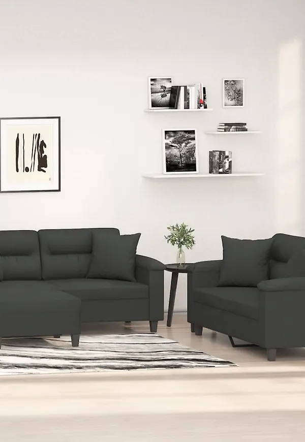 Otroligt snygg vidaxl soffa i grå färg gjord i bomull.