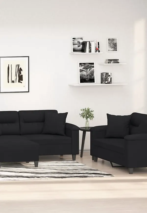 Klassisk vidaxl soffa i svart färg gjord i bomull.