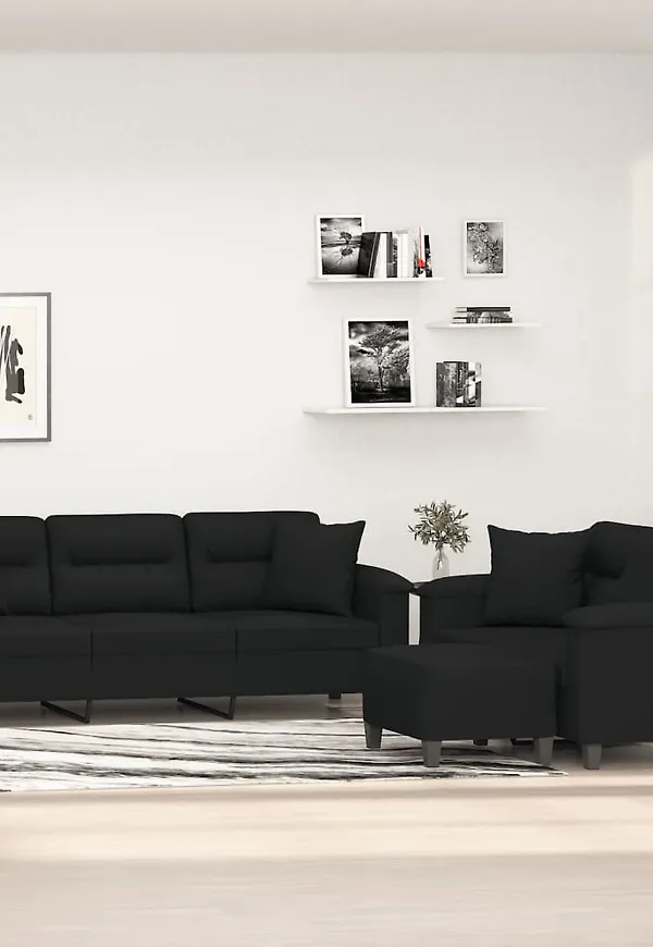 Exklusiv bomullssoffa i svart från vidaXL.