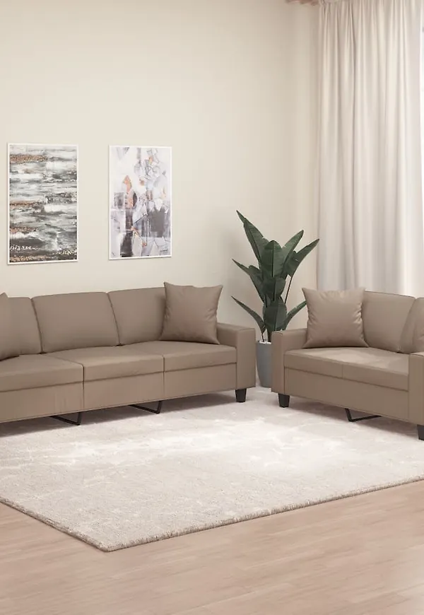 Brun vidaXL-bomullssoffa i skön modell.