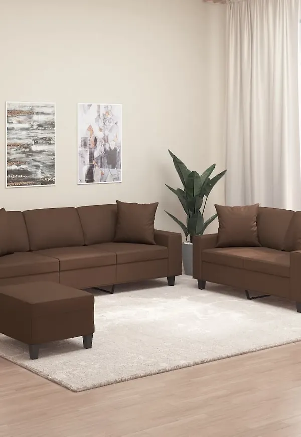 Modern vidaxl soffa i brun färg gjord i bomull.