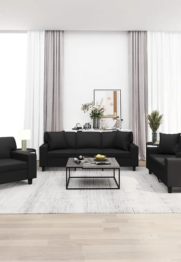 Mysig vidaxl soffa i svart färg gjord i bomull.