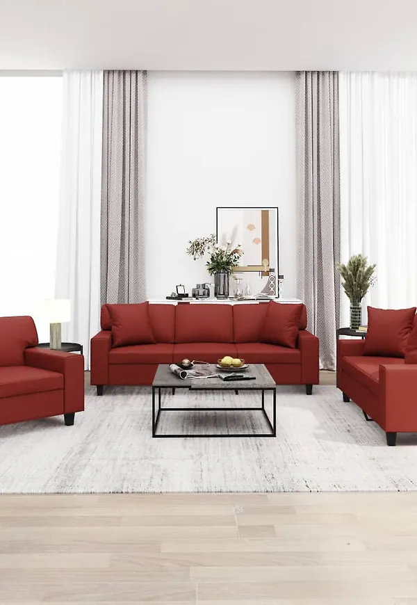 Röd vidaXL-bomullssoffa i elegant modell.