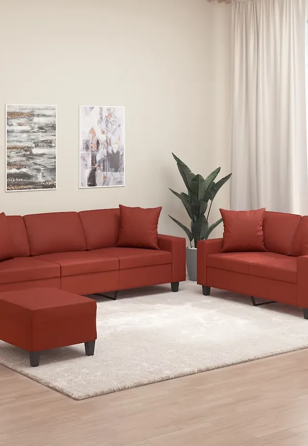 Smickrande soffa i röd färg gjord i bomull.