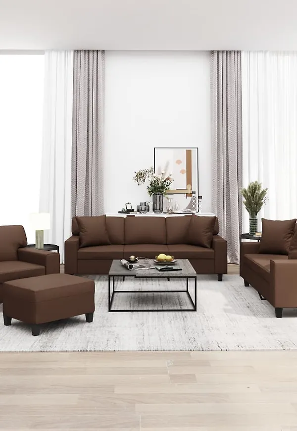 Moderiktig vidaxl soffa i brun färg gjord i bomull.