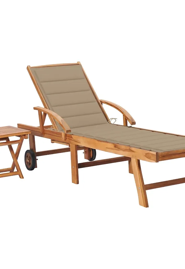 Trendig teaksidobord i beiget från vidaXL.