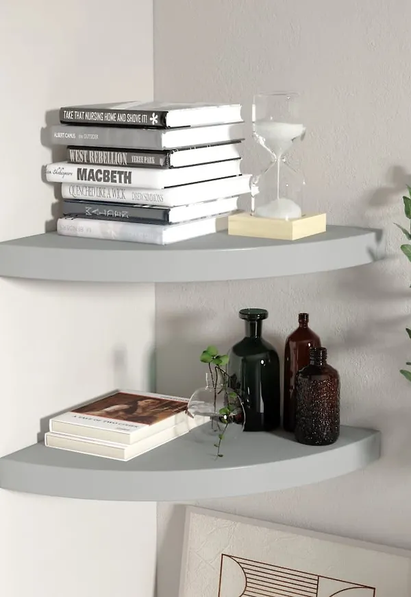 Stilriktig hörnhylla i grått från vidaXL.