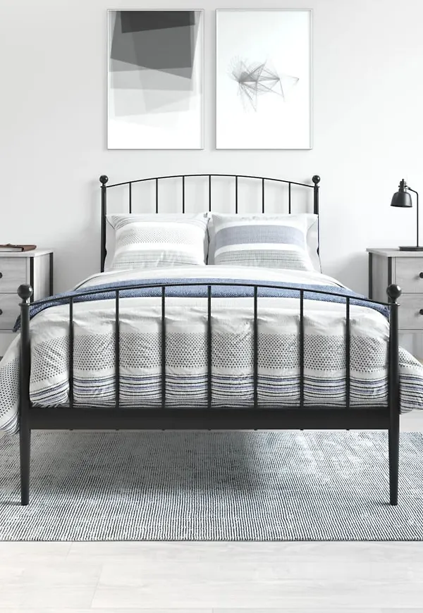 Komfortabel vidaxl sängbord i grå färg gjord i järn.