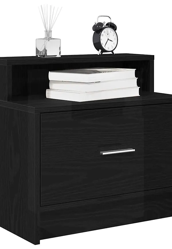 Modern vidaxl sängbord i svart färg gjord i ek.