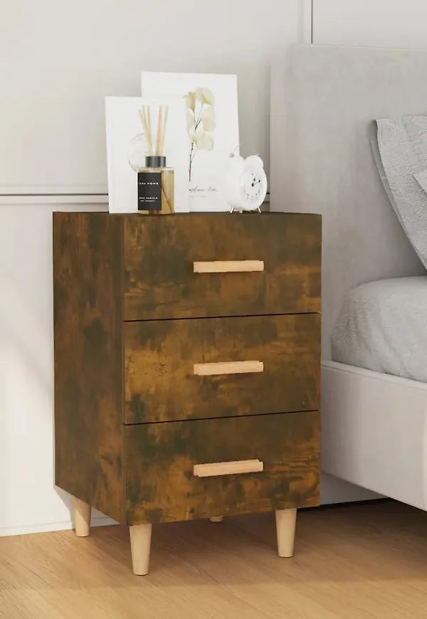 Elegant brun sängbord i ek från vidaXL.