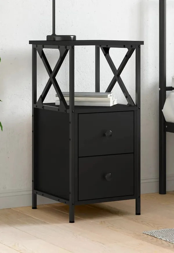 Modern vidaxl sängbord i svart färg gjord i järn.