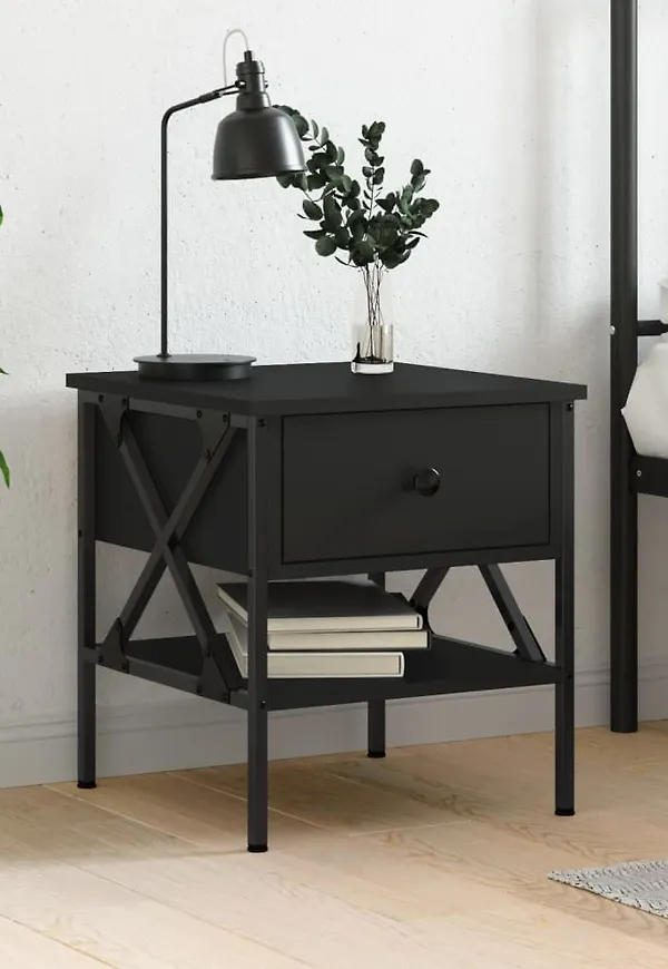 Fantastiskt snygg sängbord i svart färg gjord i järn.