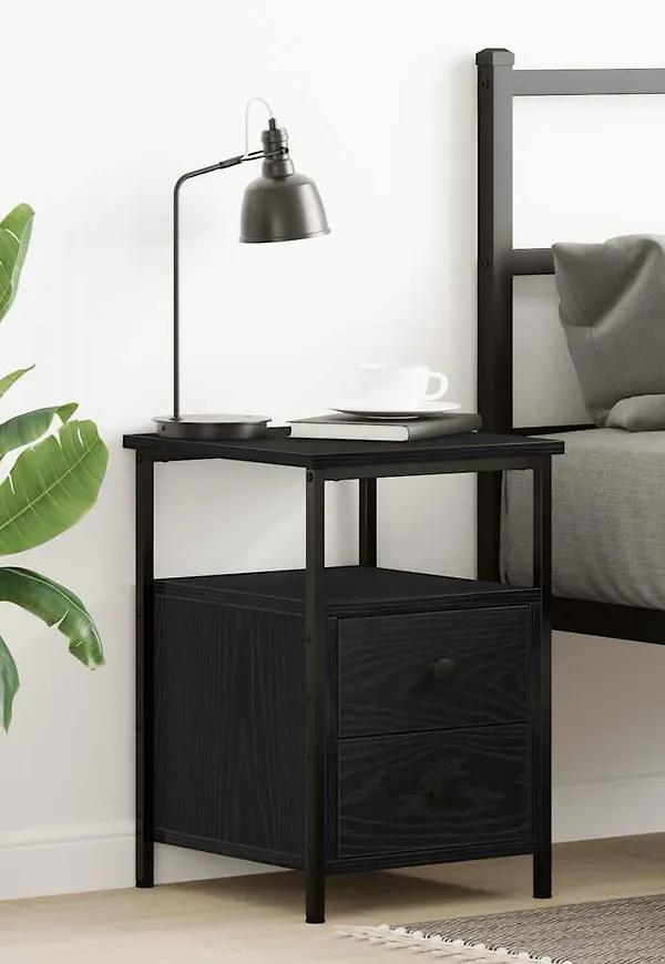 Svart vidaXL-nattduksbord i moderiktig modell.