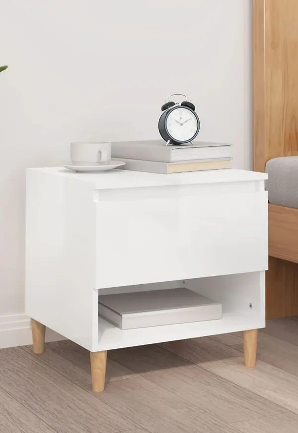 Vit vidaXL-nattduksbord i moderiktig modell.
