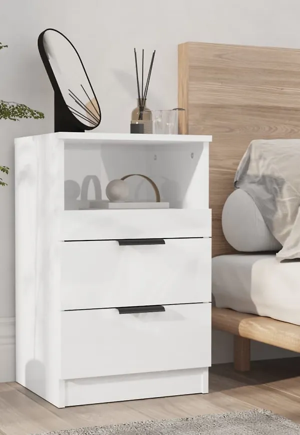 Jättefin nattduksbord i vitt från vidaXL.