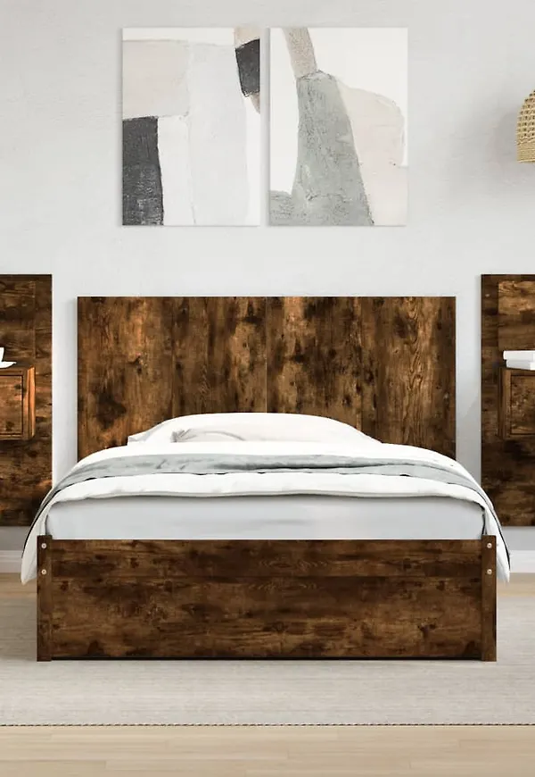 Elegant vidaxl säng i brun färg gjord i ek.