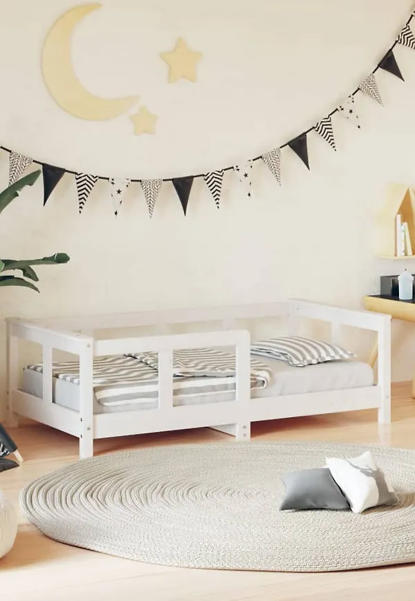 Vit vidaXL-spjälsäng i smickrande modell.