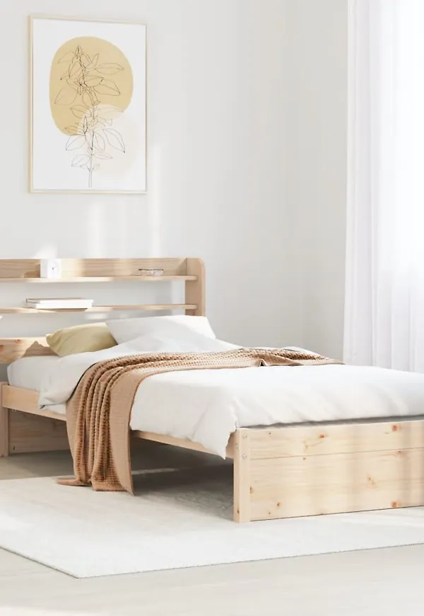 Brun vidaXL-sängram i stilren modell.