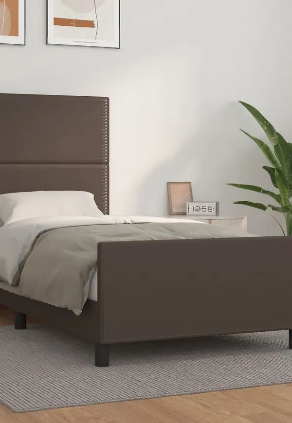 Smickrande vidaxl säng i brun färg gjord i bomull.