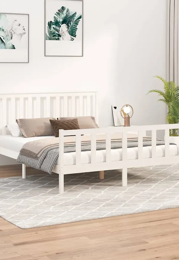 Snygg sängram i vitt från vidaXL.