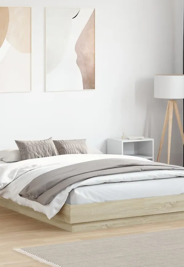 Otroligt fin brun sängram i ek från vidaXL.