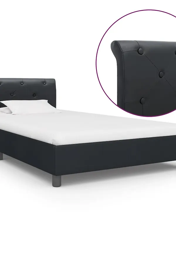 Vacker sängram i svart färg gjord i bomull.