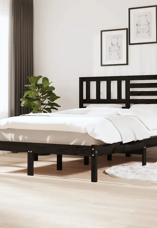 Svart vidaXL-sängram i stilren modell.