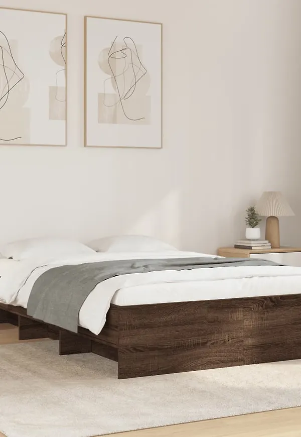 Brun vidaXL-säng i ek i vacker modell.