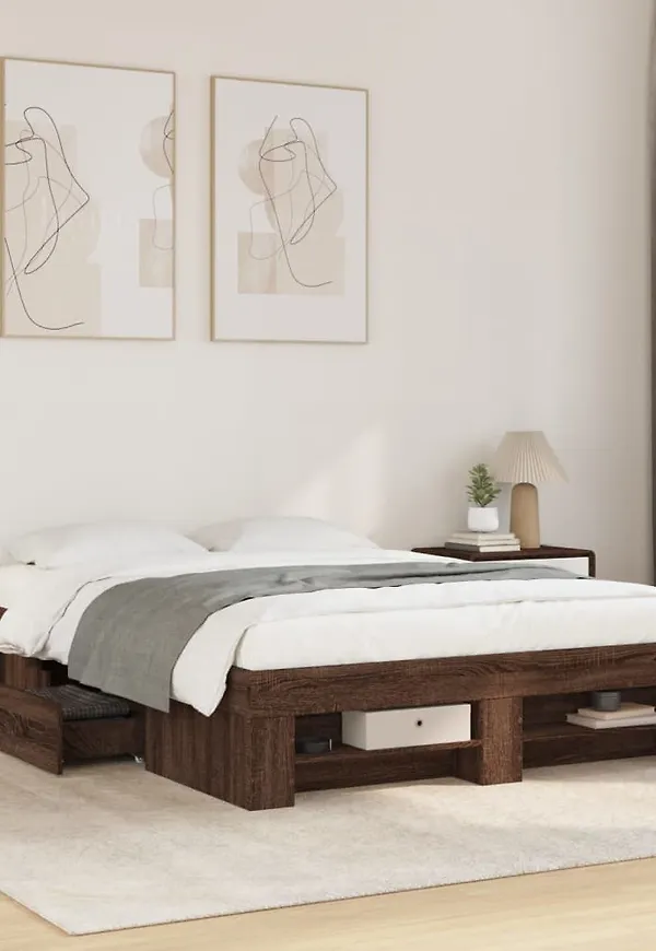 Trendig säng i ek i brunt från vidaXL.