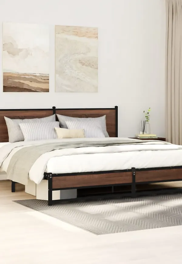 Brun vidaXL-sängram i jättesnygg modell.