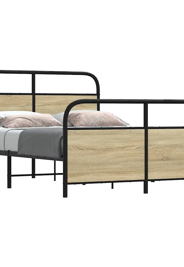 Riktigt trendig brun säng i ek från vidaXL.