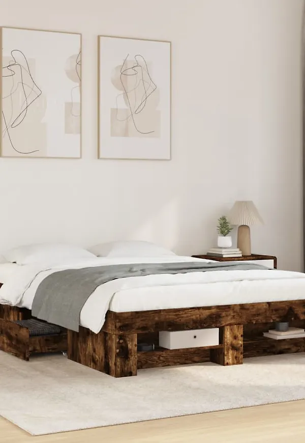 Klassisk vidaxl säng i brun färg gjord i ek.