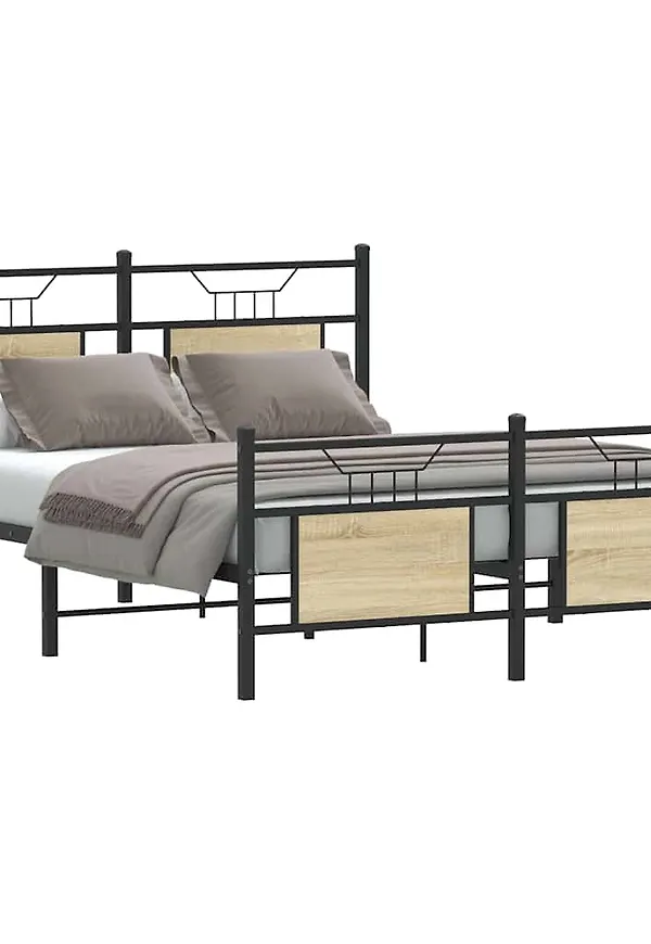 Elegant vidaxl sängram i brun färg gjord i ek.