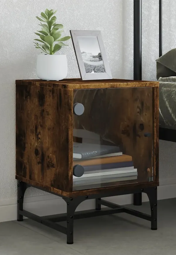 Mysig vidaxl nattduksbord i brun färg gjord i ek.