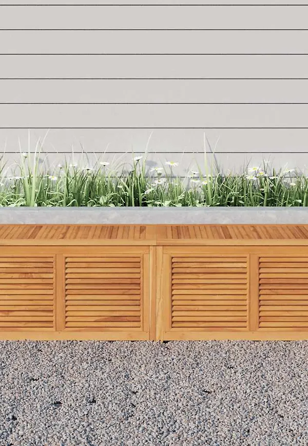 Klassisk trädgårdslåda i brun färg gjord i teak.