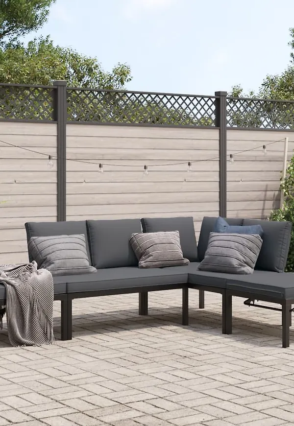 Snygg svart soffgrupp i bomull från vidaXL.