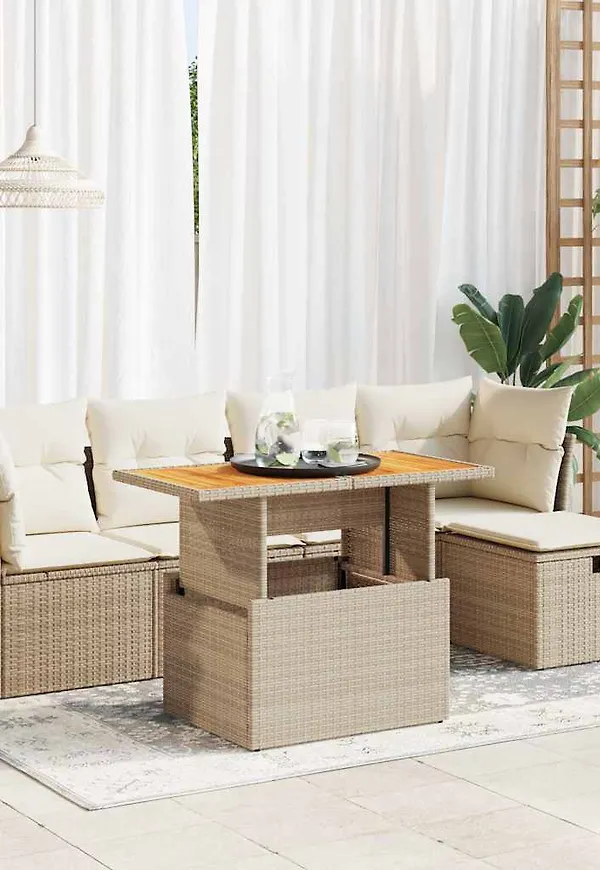 Beige vidaXL-möbelgrupp i fin modell.