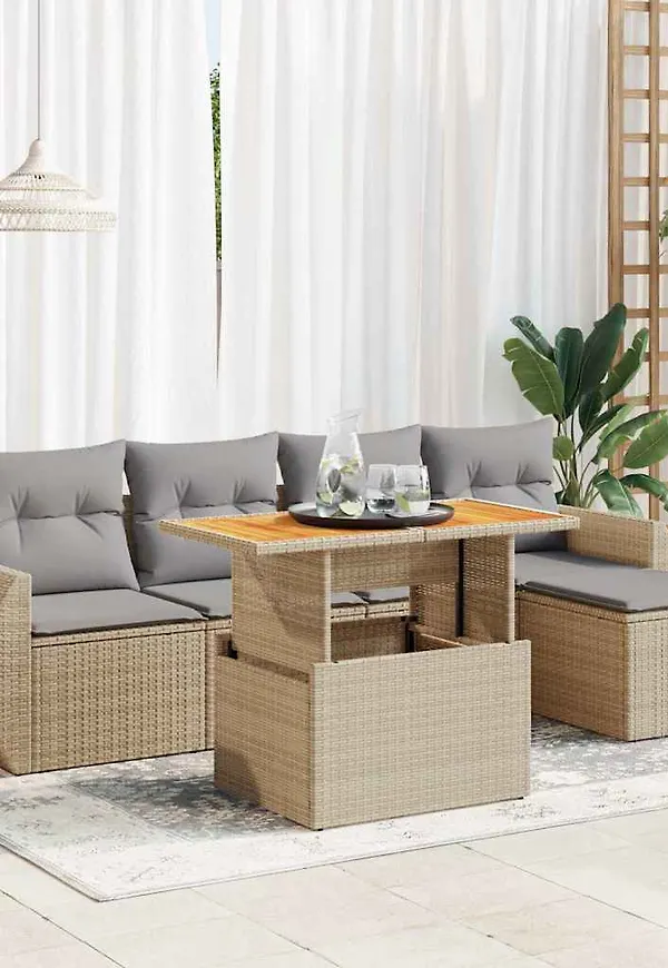 Beige vidaXL-möbelgrupp i stilriktig modell.