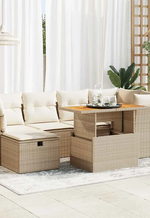 Beige vidaXL-soffgrupp i moderiktig modell.