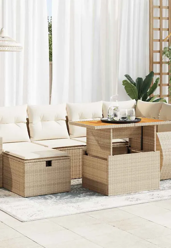 Beige vidaXL-soffgrupp i otroligt snygg modell.